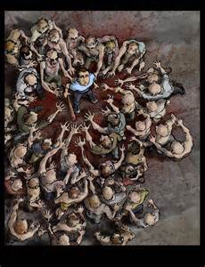 Yup, that about sums up fighting zombies in China. At least Michonne could send a few heads rolling. This guy can just turn a couple into fowl bawls, man...