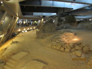Ruins of the original Lei Feng Pagoda beneath the newly built one.